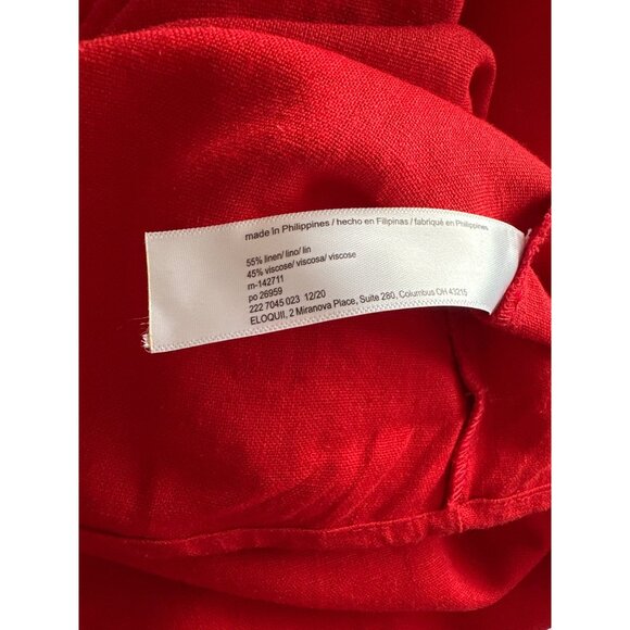 Eloquii Linen Red Dress Front Tie Sweetheart Neckline Smock Back Unlined Size 18 - Picture 8 of 9
